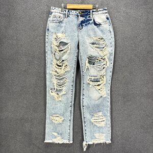Flamingo Jeans Womens Medium Distressed‎ Destroyed Mid Rise Straight Leg Y2K